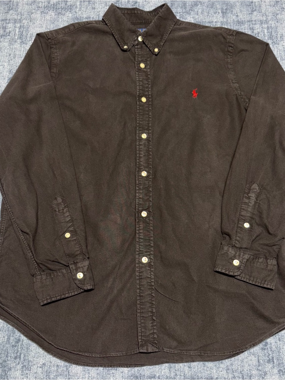 Polo by Ralph Lauren Dark Brown Button-Down Shirt with Red Pony